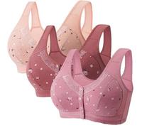 XWSM 3-Pack Front Closure Seniors Women Bra Plus Size Cotton Middle Elderly Ladies Ultra Soft Cup Bra Daily Sports Vest Tops (Color : D, Size : 85/38ABC)