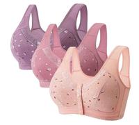 XWSM 3-Pack Front Closure Seniors Women Bra Plus Size Cotton Middle Elderly Ladies Ultra Soft Cup Bra Daily Sports Vest Tops (Color : F, Size : 105/46ABC)
