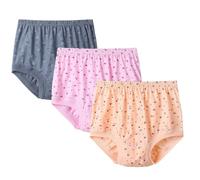 XWSM 3PCS 100% Cotton Middle Elderly Women Underwear Knickers Pants Briefs Loose Panties Shorts Seniors Old Ladies Everyday Underpants Panty (Color : G, Size : XXXL/XXX-Large)