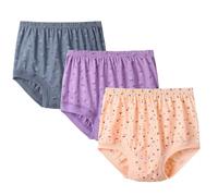 XWSM 3PCS 100% Cotton Middle Elderly Women Underwear Knickers Pants Briefs Loose Panties Shorts Seniors Old Ladies Everyday Underpants Panty (Color : E, Size : M/Medium)