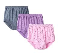 XWSM 3PCS 100% Cotton Middle Elderly Women Underwear Knickers Pants Briefs Loose Panties Shorts Seniors Old Ladies Everyday Underpants Panty (Color : F, Size : XL/X-Large)