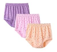 XWSM 3PCS 100% Cotton Middle Elderly Women Underwear Knickers Pants Briefs Loose Panties Shorts Seniors Old Ladies Everyday Underpants Panty (Color : H, Size : M/Medium)