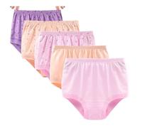 XWSM 5-Pack Medium Elderly Women Underwear 100% Cotton Seniors Ladies Briefs Plus Size Panties Soft Loose Daily Underpants (Color : 5pcs, Size : L/Large)