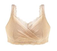 XWSM Compression Mastectomy Bra For Breast Prosthesis With Pockets Wirefree Support Bra For Women Small Plus Size Everyday Top (Color : Beige, Size : 42/95B)