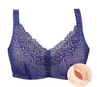 XWSM Cotton Bra Prosthesis Pocket Post Surgical Bra For Middle Elderly Women Mastectomy Sleep Yoga Everyday Bra Top Underwear (Color : Blue, Size : 85/38C)