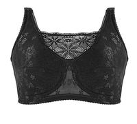 XWSM Cotton Mastectomy Bra Bandeau Women Post Surgical Care Bralettes Tube Top with Prosthesis Pockets Nursing Sports Underwear (Color : Black, Size : 46/105D)