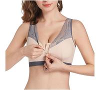 XWSM Mastectomy Bra For Middle Seniors Elderly Front Zipper Sports Daily Bras With Breast Prosthesis Pocket Vest Underwear (Color : Beige, Size : 75/34D)