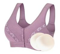XWSM Mastectomy Bra with Front Closure, Post-Surgery, with Silicone Breast Prosthesis Pockets, Bralette Top, Lingerie for Women (Color: Purple, Size: L/Large)