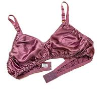 XWSM Smooth Satin Silk Bra Triangle Bralette Tops Women's 100% Double Sided Mulberry Silk Wirefree Bra Unpadded Underwear (Color : Purple, Size : 42/95AB)