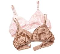 XWSM Smooth Satin Silk Bra Triangle Bralette Tops Women's 100% Double Sided Mulberry Silk Wirefree Bra Unpadded Underwear (Color : L, Size : 42/95AB)