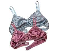 XWSM Smooth Satin Silk Bra Triangle Bralette Tops Women's 100% Double Sided Mulberry Silk Wirefree Bra Unpadded Underwear (Color : B, Size : 40/90AB)