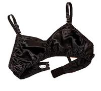 XWSM Smooth Satin Silk Bra Triangle Bralette Tops Women's 100% Double Sided Mulberry Silk Wirefree Bra Unpadded Underwear (Color : Black, Size : 42/95AB)