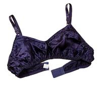 XWSM Smooth Satin Silk Bra Triangle Bralette Tops Women's 100% Double Sided Mulberry Silk Wirefree Bra Unpadded Underwear (Color : Dark blue, Size : 44/100AB)