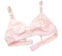 XWSM Smooth Satin Silk Bra Triangle Bralette Tops Women's 100% Double Sided Mulberry Silk Wirefree Bra Unpadded Underwear (Color : Pink, Size : 44/100AB)