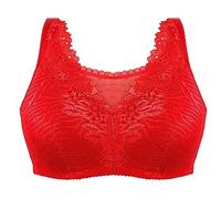 XWSM Surgical Mastectomy Bra with Pockets Everyday Sports Bra Post Breast Surgery Compression Support Nursing Lace Bandeau Top (Color : Red, Size : 42/95D)