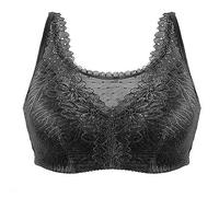 XWSM Surgical Mastectomy Bra with Pockets Everyday Sports Bra Post Breast Surgery Compression Support Nursing Lace Bandeau Top (Color : Black, Size : 34/75A)