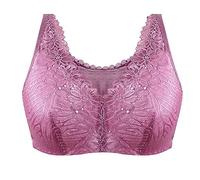 XWSM Surgical Mastectomy Bra with Pockets Everyday Sports Bra Post Breast Surgery Compression Support Nursing Lace Bandeau Top (Color : Purple, Size : 40/90D)
