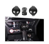 Xwthsch Car Trim Interior for Mustang 2015-2019 3Pcs/Set Auto Interior Gear Knob Cover Trim Cover Red Black Carbon Fiber Pattern Car Interior Trims(Style 2 Carbon Fiber)
