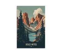 XWYMXZ Dolomites Italy Vintage Watercolor Canvas Wall Art