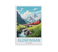 XWYMXZ Glenfinnan Train Scotland Vintage Travel Poster Mountain 12x18inch(30x45cm) Wall Art Picture Print Canvas Art Poster Modern Family Bedroom Decor