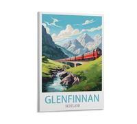 XWYMXZ Glenfinnan Train Scotland Vintage Travel Poster Mountain 16x24inch(40x60cm) Wall Art Picture Print Canvas Art Poster Modern Family Bedroom Decor
