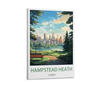 XWYMXZ Hampstead Heath London Vintage Travel Poster 24x36inch(60x90cm) Wall Art Picture Print Canvas Art Poster Modern Family Bedroom Decor