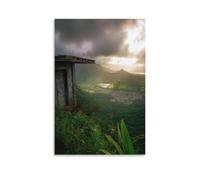 XWYMXZ Honolulu Hawaii Vintage Watercolor Canvas Wall Art