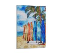XWYMXZ Honolulu Vintage Watercolor Canvas Wall Art