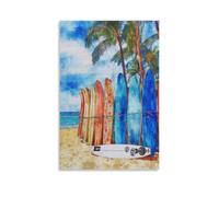 XWYMXZ Honolulu Vintage Watercolor Canvas Wall Art