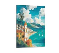XWYMXZ Sicily Italy Vintage Watercolor Canvas Wall Art