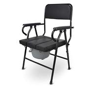 XWZJY Bedside Commode Seat Extra Wide Homecare Folding Toilet Chair Pregnant Bath Stool Heavy Duty for Seniors, Disabled with Padded Cushion Handles and Bucket