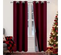 XWZO 100% Blackout Curtains with Tiebacks- 2 Thick Layers Completely Shaded Window Treatment Thermal Insulated Lined Drapes with Grommets for Bedroom/Patio Door, Burgundy, W38 x L84, Set of 2 Panels