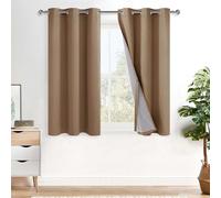 XWZO 100% Blackout Curtains with Tiebacks- 2 Thick Layers Completely Shaded Window Treatment Thermal Insulated Lined Drapes for Bedroom/Patio Door, Grommet, Cappuccino, W38 x L54, Set of 2 Panels