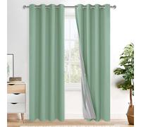 XWZO 100% Blackout Curtains with Tiebacks- 2 Thick Layers Completely Shaded Window Treatment Thermal Insulated Lined Drapes for Bedroom/Patio Door, Grommet, Light Sage, W52 x L84, Set of 2 Panels