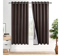 XWZO 100% Blackout Curtains with Tiebacks- Heat and Full Light Blocking Window Panels with Grommets for Bedroom/Nursery, 63 Inches Long Thermal Insulated Draperies, Brown, W70 x L63, Set of 2