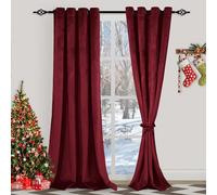 XWZO Red Velvet Curtains 120 Inches Long, Elegent Soft Luxury Curtains for Living Room, Thermal Insulated Room Darkening Red Curtain for Bedroom Decor, Velvet Drapes Set 2 Panels