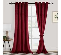 XWZO Red Velvet Curtains 90 Inches Long, Elegent Soft Luxury Curtains for Living Room, Thermal Insulated Room Darkening Red Curtain for Bedroom Decor, Velvet Drapes Set 2 Panels