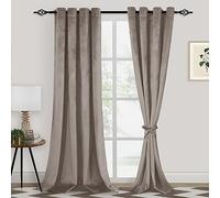 XWZO Taupe Velvet Curtains - 120 Inch Long Grommet Curtains with Blackout Thermal Insulation for Living Room/Bedroom, W52 x L120 inches, 2 Panels