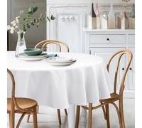 XWZO White Round Tablecloth 70 Inch Polyester Folding Table Cloth, Round Table Cover Waterproof Wipe Clean Spillproof for Kitchen Dining Wedding Outdoor Picnic Buffet Party
