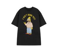 Vanilla Underground The Simpsons Mens Graphic Tee | Abe Simpson I Ain't Dead Yet Black T-Shirt | TV Show Casual Apparel | Crew Neck Short Sleeve Top