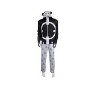 (XX-Large) Typhoon King Robe - Black/White Fur-trimmed Coat, Giant Pirate Cosplay Costume for Men