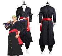 (XX-Large) Wano Ronin Battle Robe - Green/Black Samurai Hakama Set, Anime Swordsman Costume