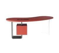 XXAD553TY Home Cashew-shaped Red Office Desk with Storage and Stable Frame，Modern Fashion Executive Desk with Charging Outlets Office(M)
