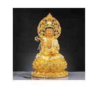 XXAD553TY Home Pure Copper Buddha Statue with Lotus Seat Home Living Room Entrance Feng Shui Decoration Zen Worship Ornaments Office(Medium)