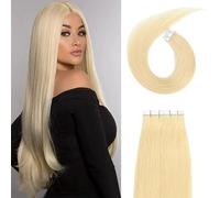 XXAD553TY Natural Straight Blonde for Salon Tape in Human Hair Extensions Really Hair Tape In Hair 16-24" for Women(20 pcs-50g,26 inches)