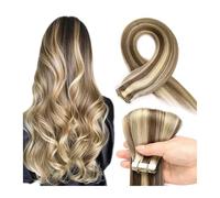 XXAD553TY Straight Remy Human Hair Tape in Human Hair Extensions PU Tape Extensions Ash Brown Highlighted Blonde Tape in Hair Extensions(40 pcs,18 inches)