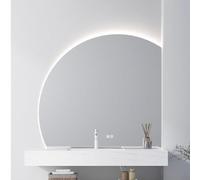 Xxbbyubo Half Moon Bathroom Mirror with Lights, 28"/32"/36" Modern LED Backlit Wall Mirror with 3-Color Dimmable, 40"/44" Anti-Fog Smart Makeup Mirror(Right Under cut,110x110cm)