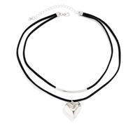 XXCLW 1PC Black Velvet Big Heart Pendant Choker Necklace For Women Adjustable Chain Jewelry(A1)