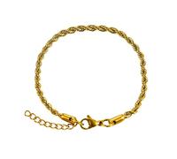 XXCLW 2/3/4/5/6mm Stainless Steel Twisted Rope Chain Silver/Gold Color Bracelet 3cm Extension For Men Women Jewelry Chains(20cm_WIDTH 5MM_GOLD)