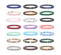XXCLW 2 Pcs Natural Stone Beads Bracelet For Women Men Amethysts Crystal Quartzs Aquamarines Jades Jewelry Agates Elastic Bangle Bracelets(8mm beads_Aventurine Jade)